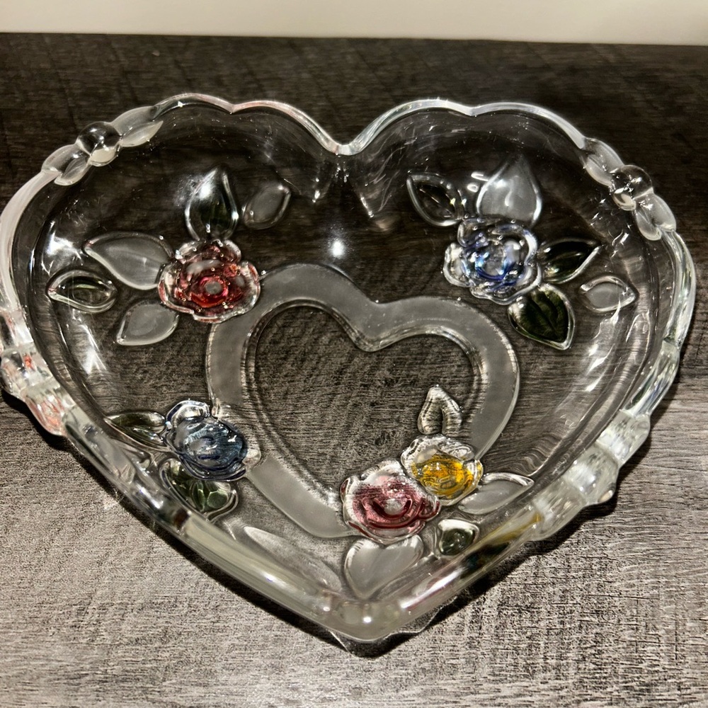 Crystal Heart Shaped Dish